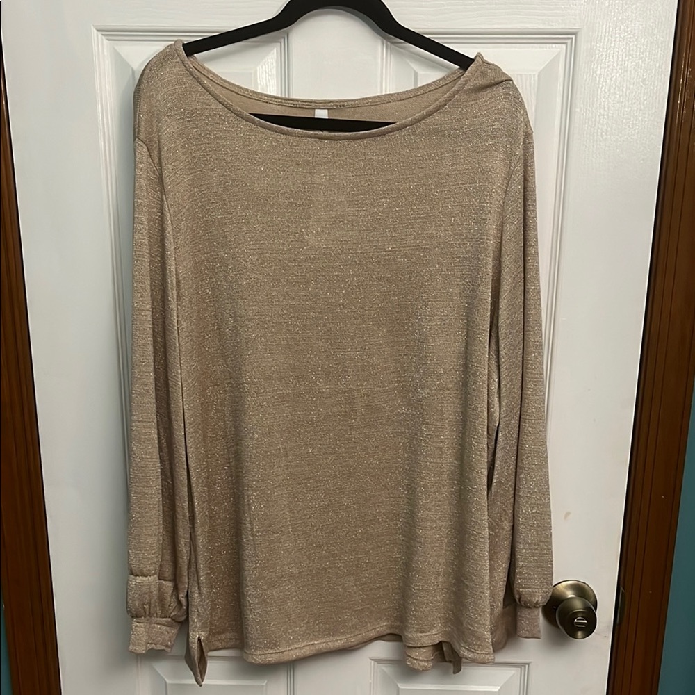 Women's Beige/Gold Long Sleeve Top sz 3X NWT